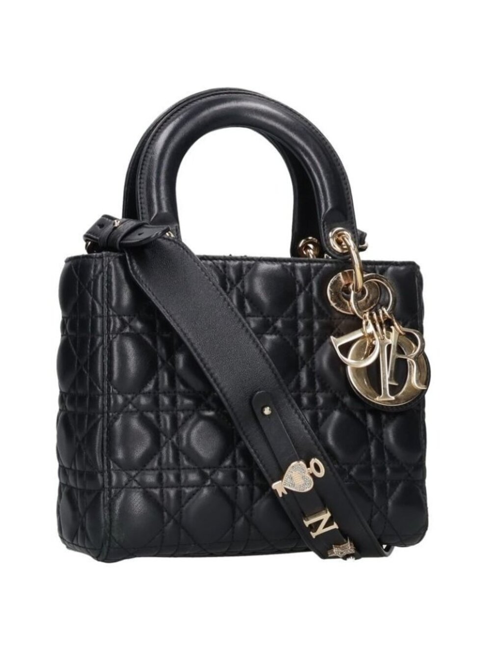 Dior Lady My Abcdior Small Lambskin Charm Leather Handbag